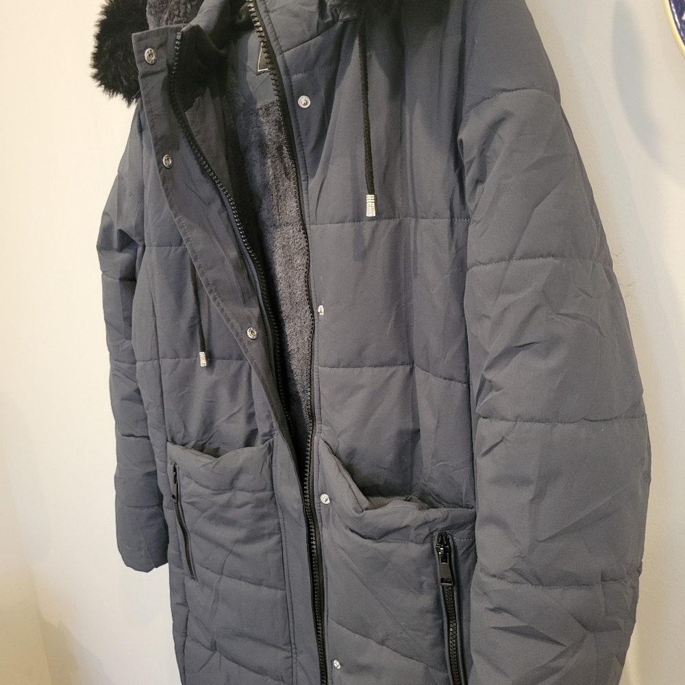 Puffer Coat Amazom Brand Hood Fur Trim Warm Cozy Med - Picture 4 of 14